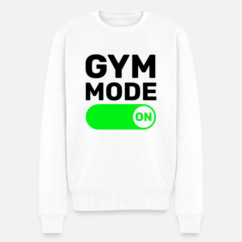 GYM MODE ON - FITNESS - WORKOUT - TRAINING - Männer Premium Bio Pullover - Weiß