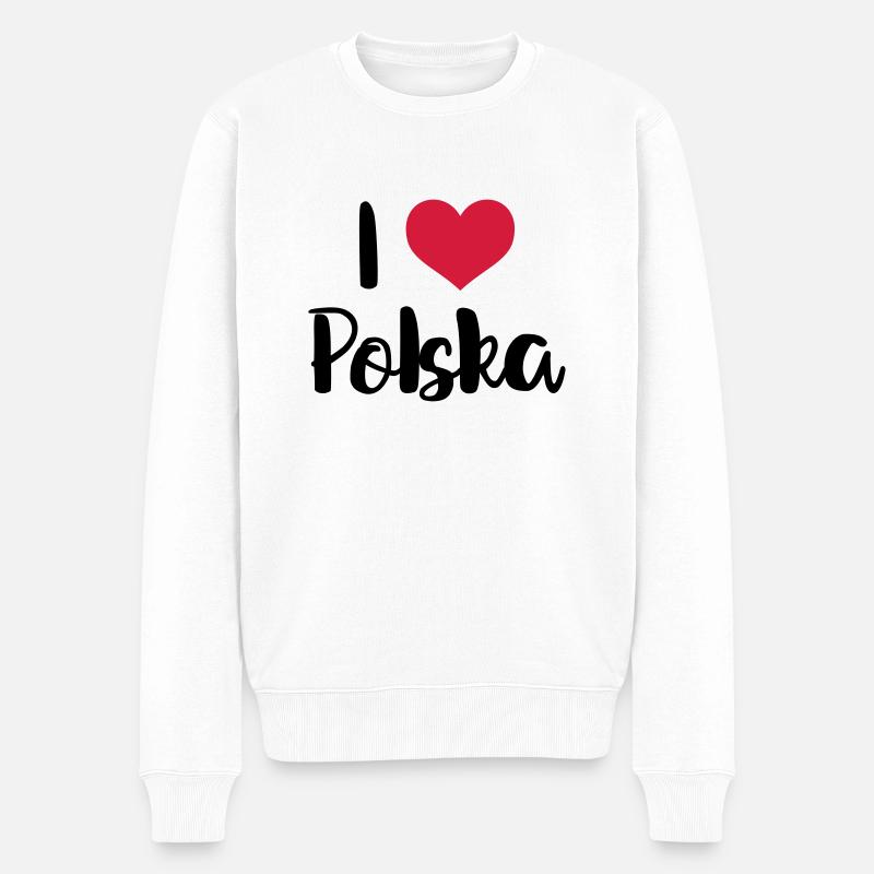 I love Polska - Pull Premium bio Homme - blanc