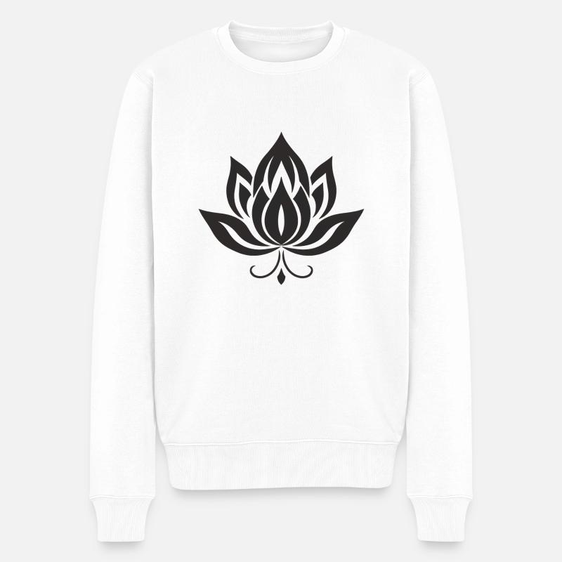 Minimalistisches Karma Lotusblüte T-Shirt - Männer Premium Bio Pullover - Weiß