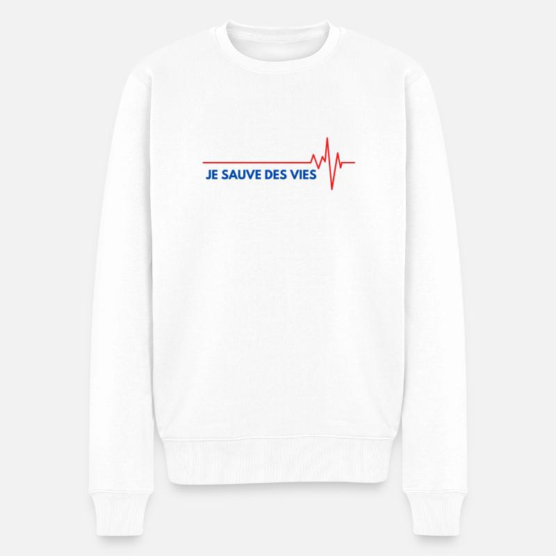 je sauve des vies - Pull Premium bio Homme - blanc