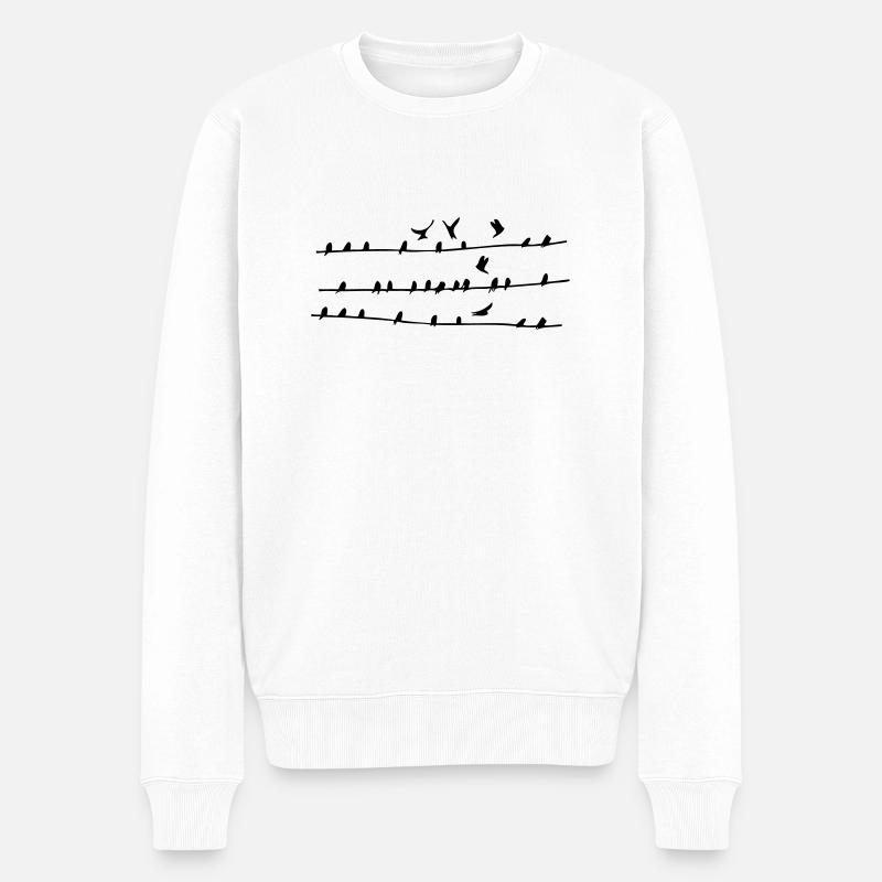 Oiseaux sur les lignes électriques - Pull Premium bio Homme - blanc