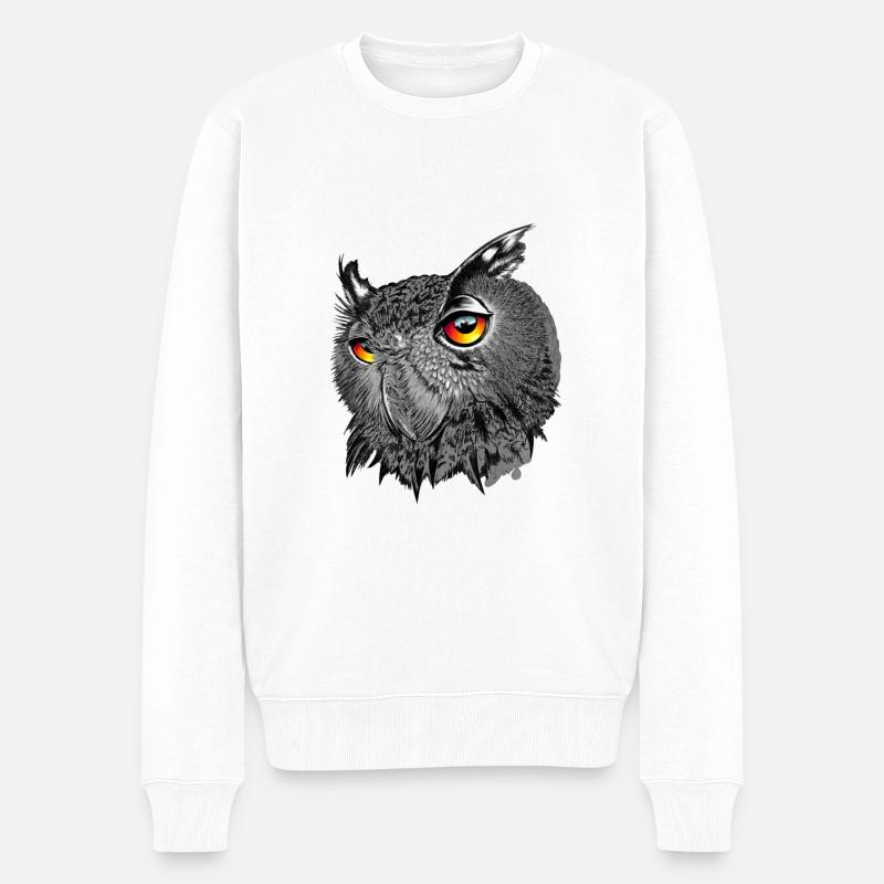 Uhu/Bubo Bubo/Eule - Männer Premium Bio Pullover - Weiß
