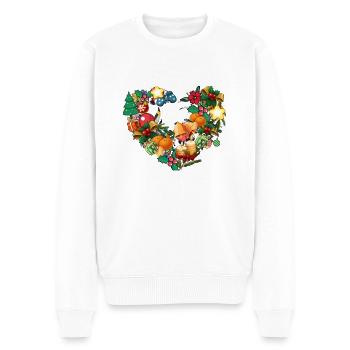 Herz,Weihnachten,Adventsherz,Blumenherz - Männer Premium Bio Pullover - Weiß - Vorne - Thijin (182cm)