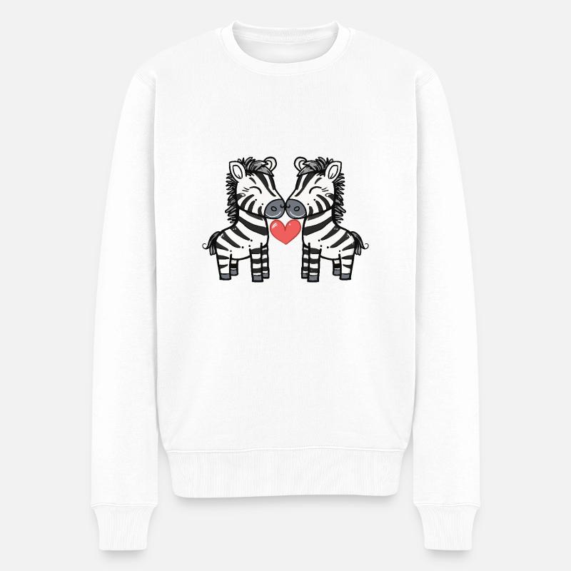 Couple zèbre Saint-Valentin - Pull Premium bio Homme - blanc