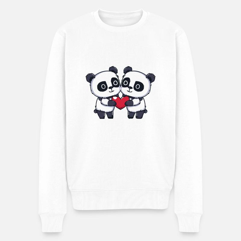 Panda Couple Saint-Valentin - Pull Premium bio Homme - blanc