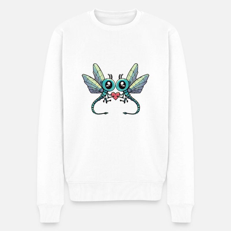 Libelle Paar Valentinstag - Männer Premium Bio Pullover - Weiß