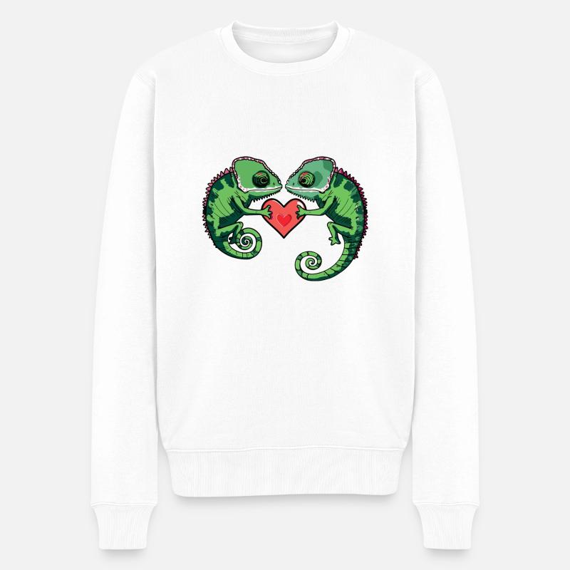 Caméléon Couple Saint-Valentin - Pull Premium bio Homme - blanc