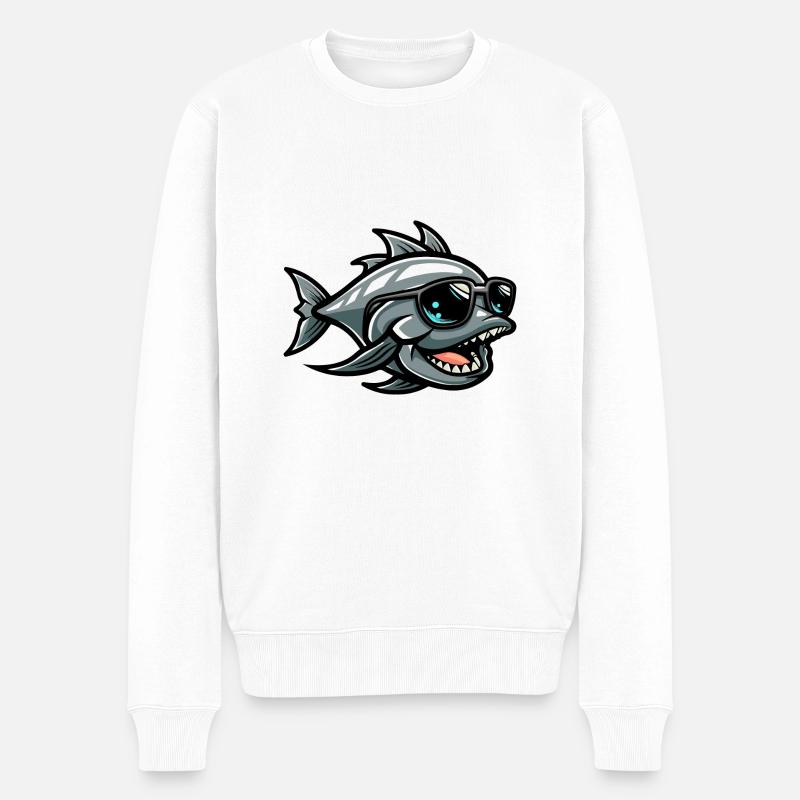Piranha Fische Tier - Männer Premium Bio Pullover - Weiß