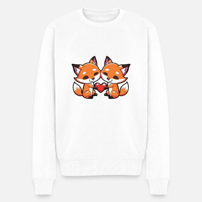 Couple Renard Saint-Valentin - Pull Premium bio Homme - blanc