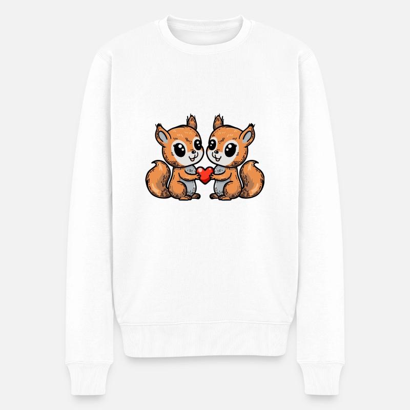 Couple d’écureuils Saint-Valentin - Pull Premium bio Homme - blanc