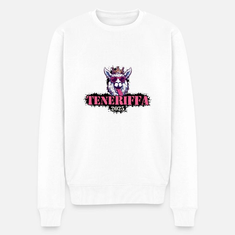 Teneriffa 2025 Alpaka - Männer Premium Bio Pullover - Weiß