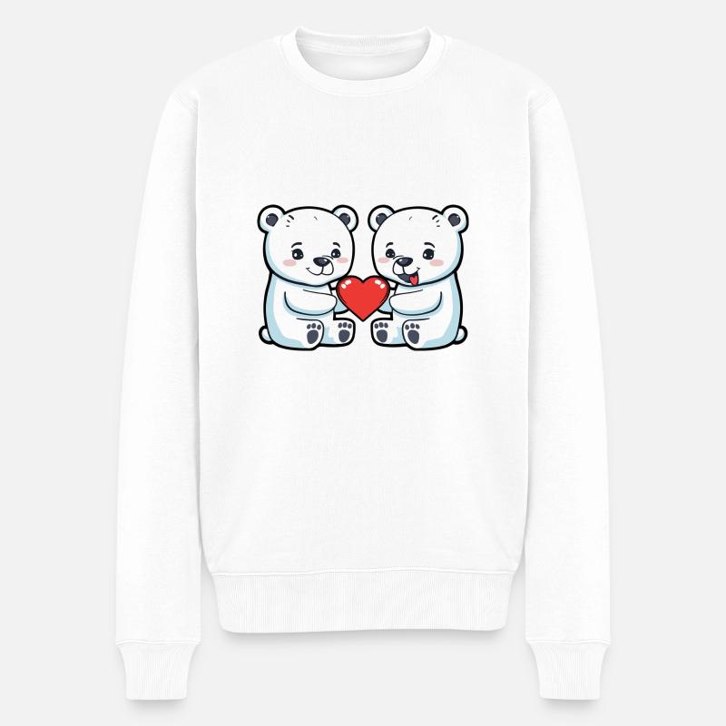 Couple d’ours polaires Saint-Valentin - Pull Premium bio Homme - blanc