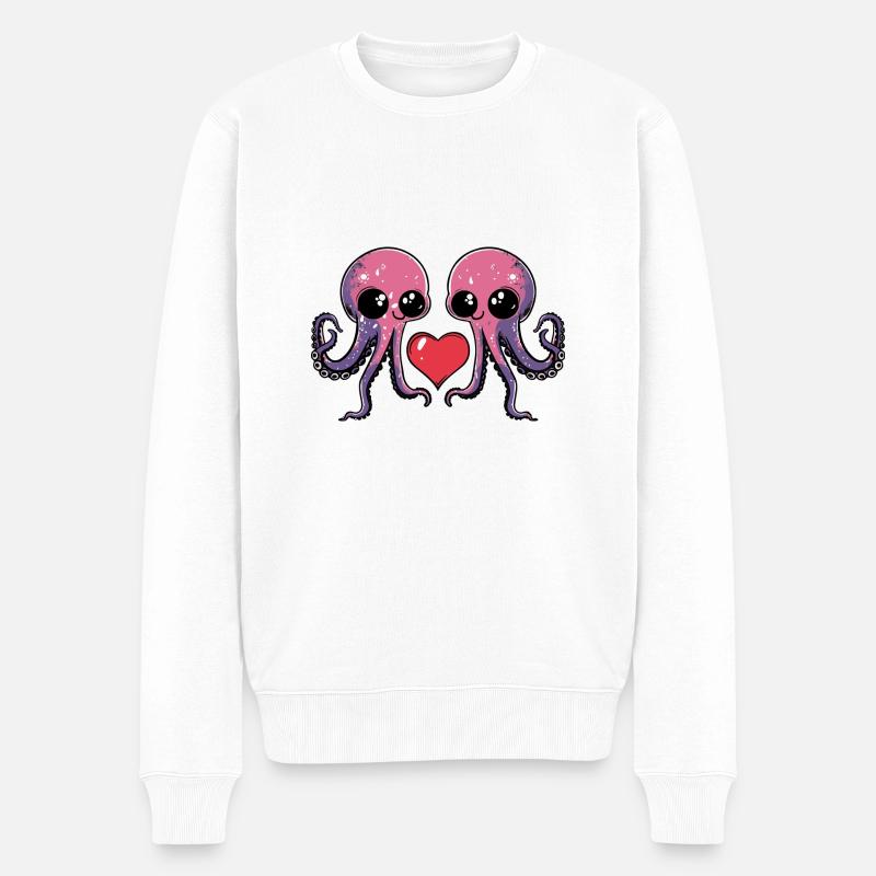 Couple de pieuvres Saint-Valentin - Pull Premium bio Homme - blanc