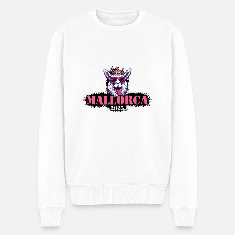 Mallorca 2025 Alpaka - Männer Premium Bio Pullover - Weiß