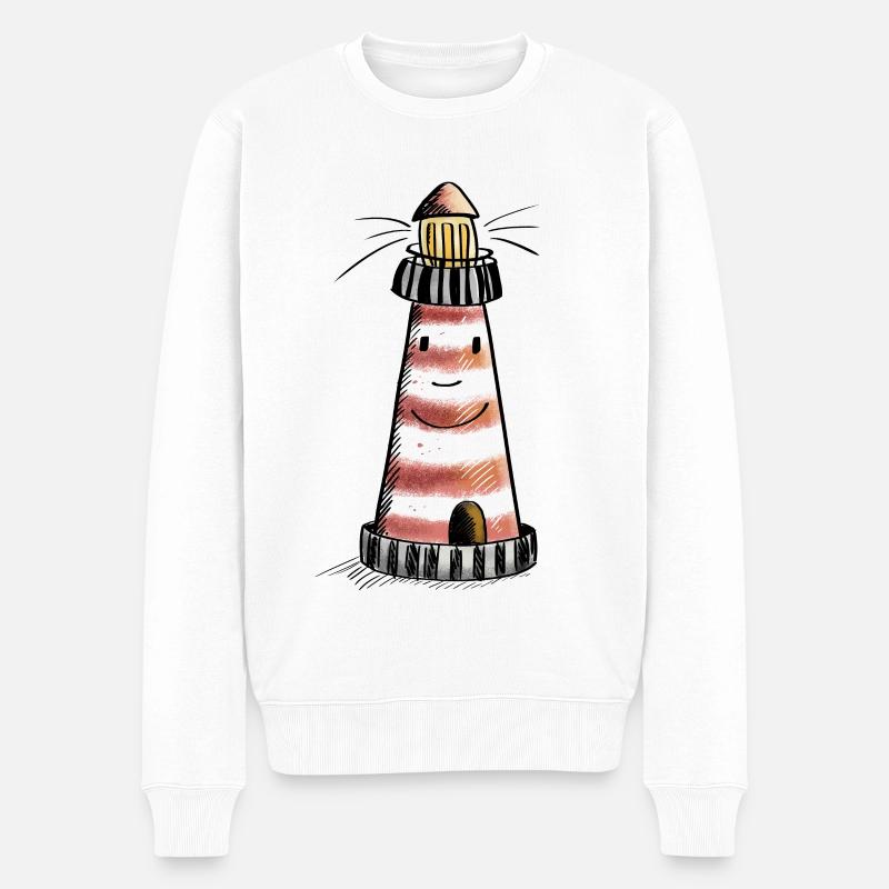 Petit phare - Mer du Nord - Vacances - Comic - Pull Premium bio Homme - blanc