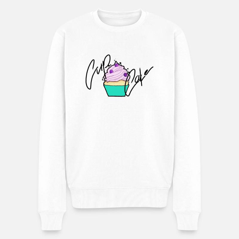 Pastell Cupcake Signatur-Design - Männer Premium Bio Pullover - Weiß