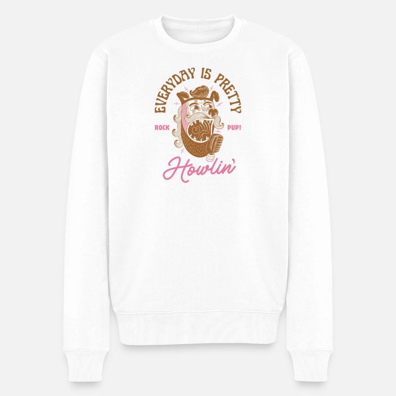 Everyday is Howlin’ – Rock’n’Roll Hund - Männer Premium Bio Pullover - Weiß