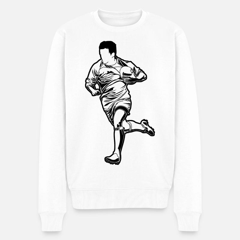 Rugby Junge Skizze - Männer Premium Bio Pullover - Weiß
