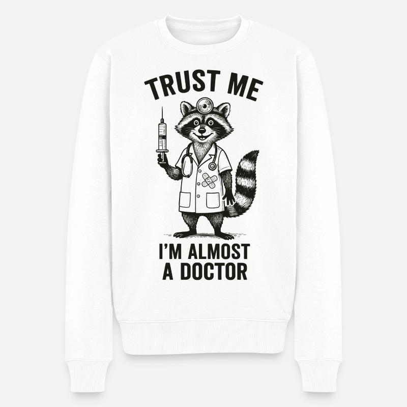 Glaub mir, ich bin fast ein Arzt - Männer Premium Bio Pullover - Weiß
