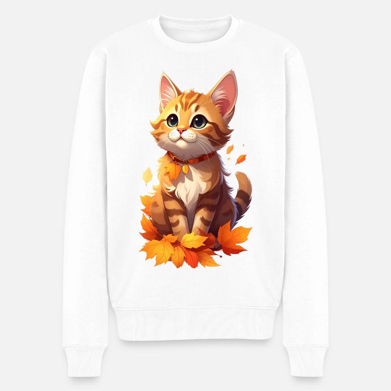 Chat en automne - Pull Premium bio Homme - blanc