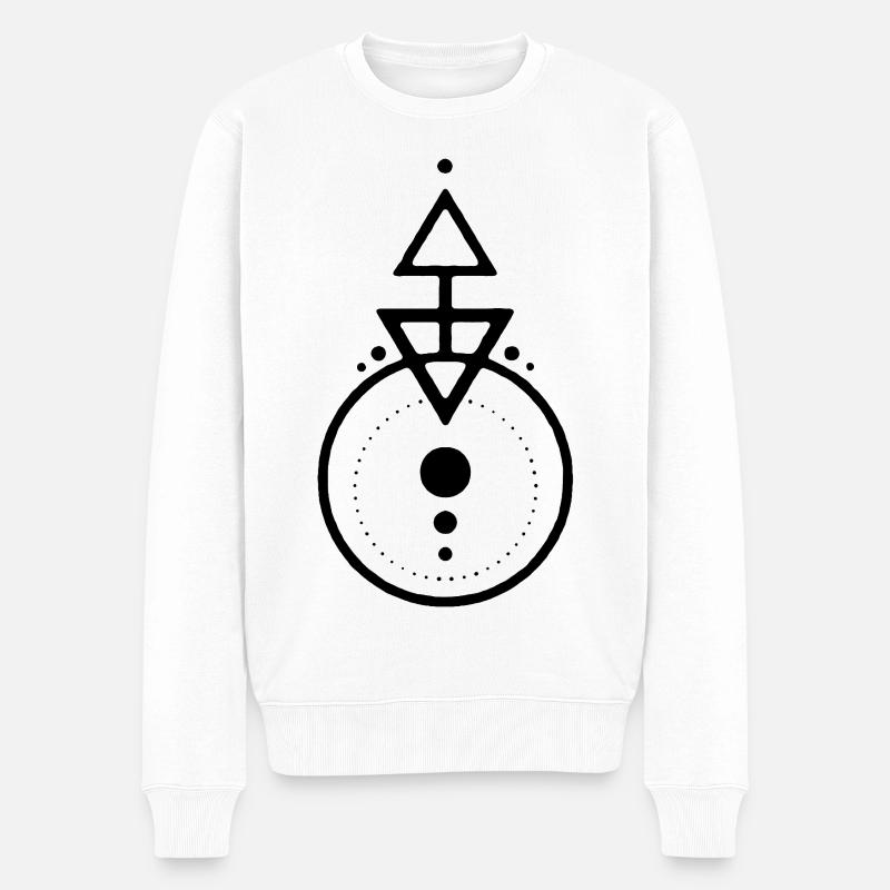 Schwarzes geometrisches Design - Männer Premium Bio Pullover - Weiß