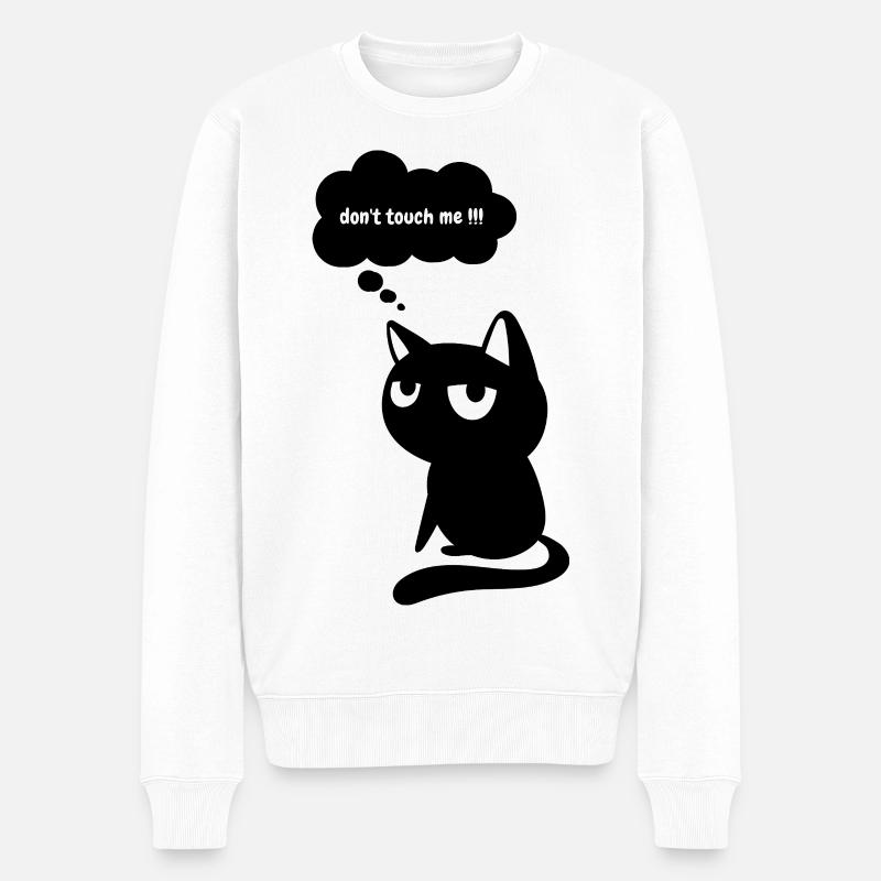 Lustige Katze "Fass mich nicht an" - Männer Premium Bio Pullover - Weiß