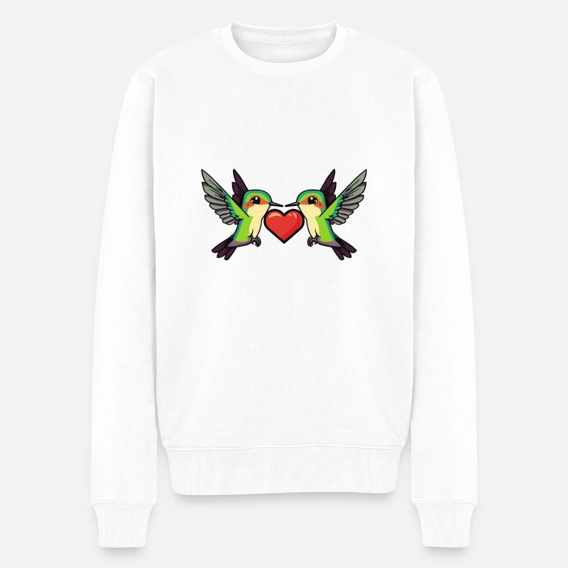 Colibri oiseau couple Saint-Valentin - Pull Premium bio Homme - blanc