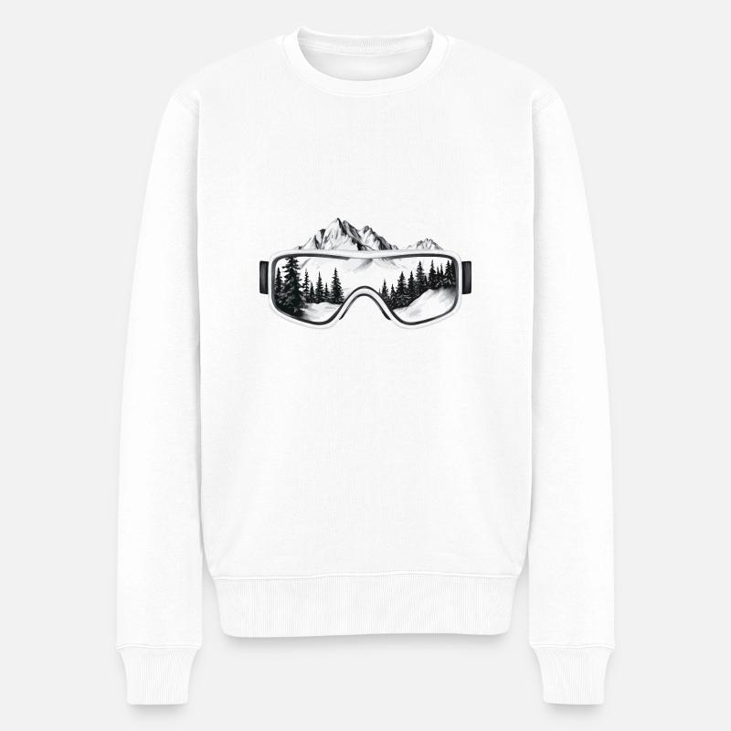 Skibrille Berge - Männer Premium Bio Pullover - Weiß
