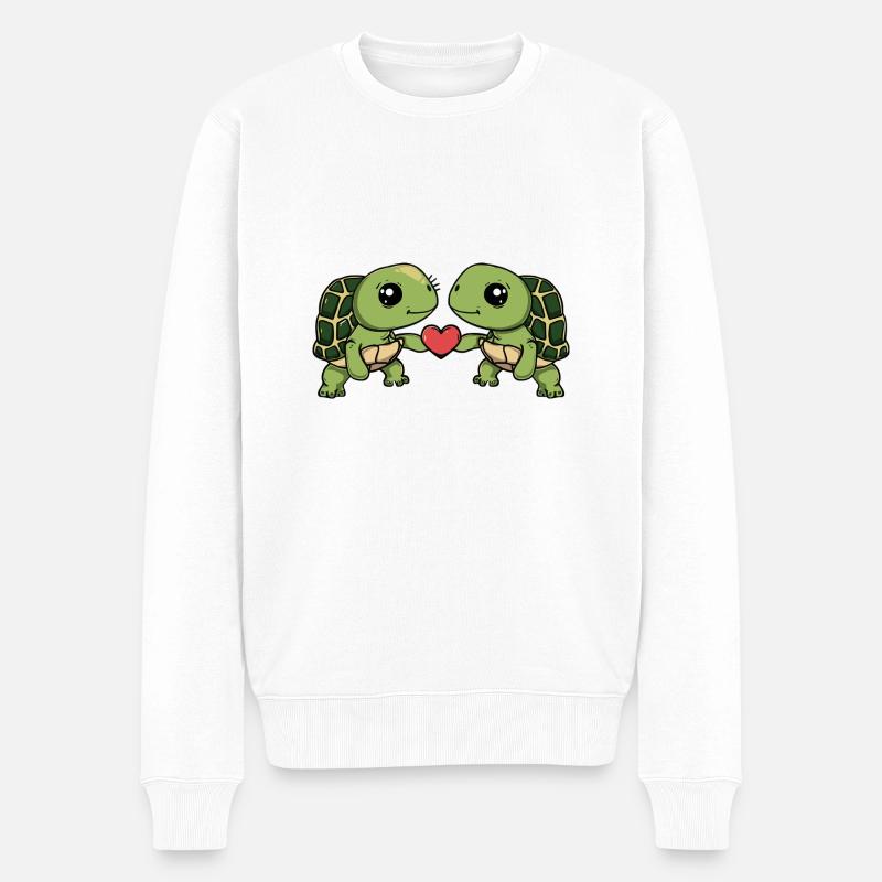 Schildkröte Paar Valentinstag - Männer Premium Bio Pullover - Weiß