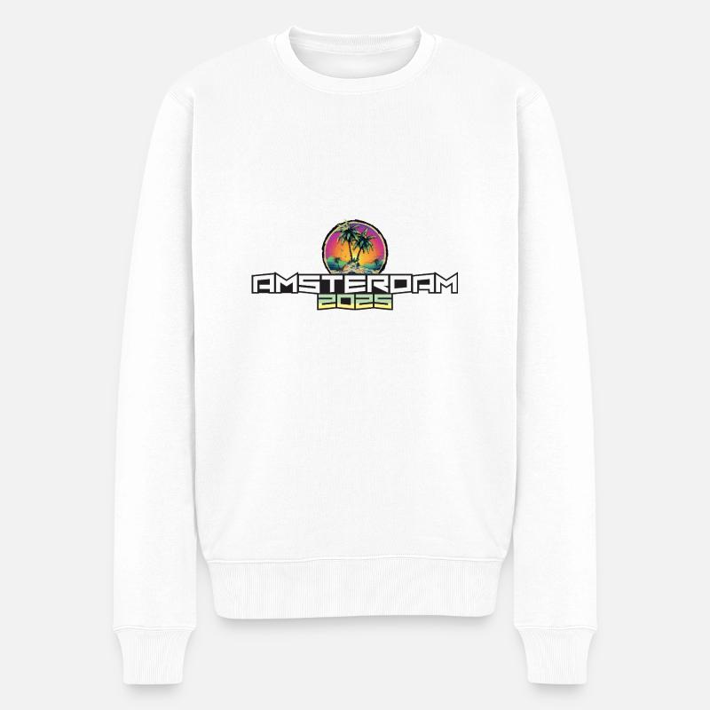Palmiers de vacances d’Amsterdam 2025 - Pull Premium bio Homme - blanc