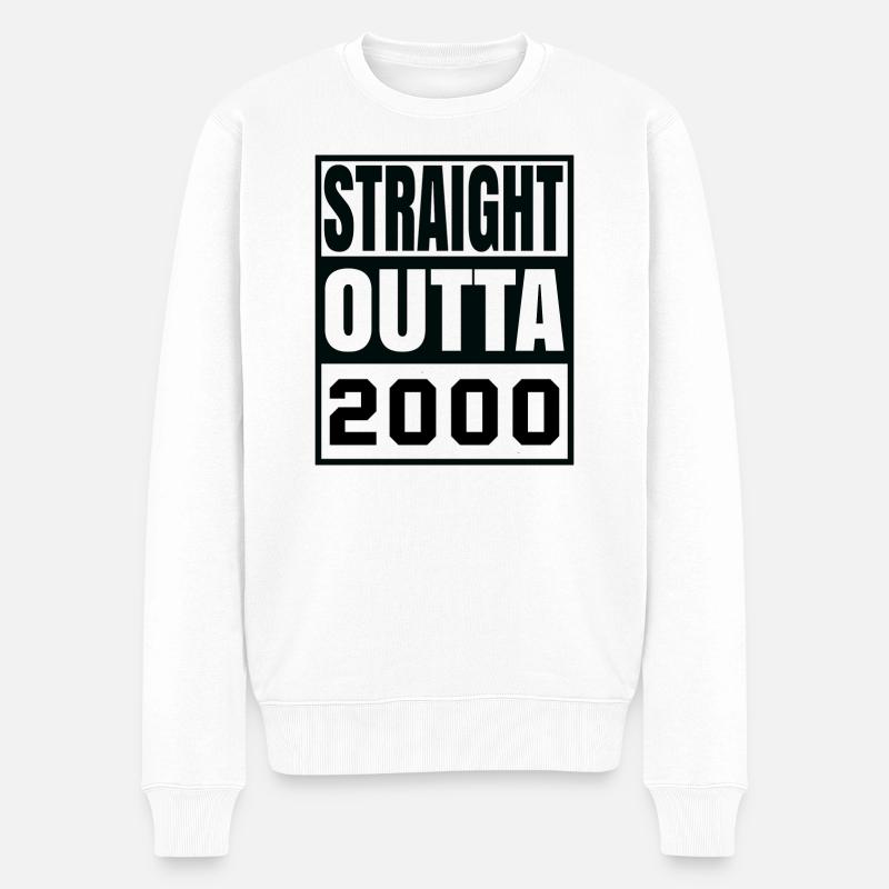 Gerade Outta 2000 - Männer Premium Bio Pullover - Weiß