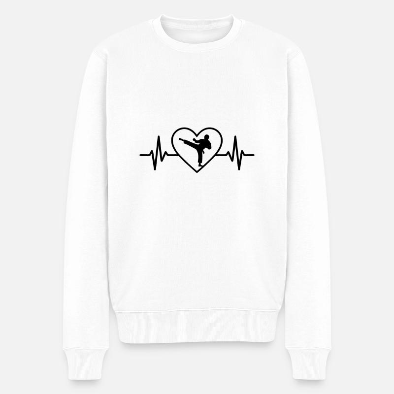 Karate Herz - Männer Premium Bio Pullover - Weiß