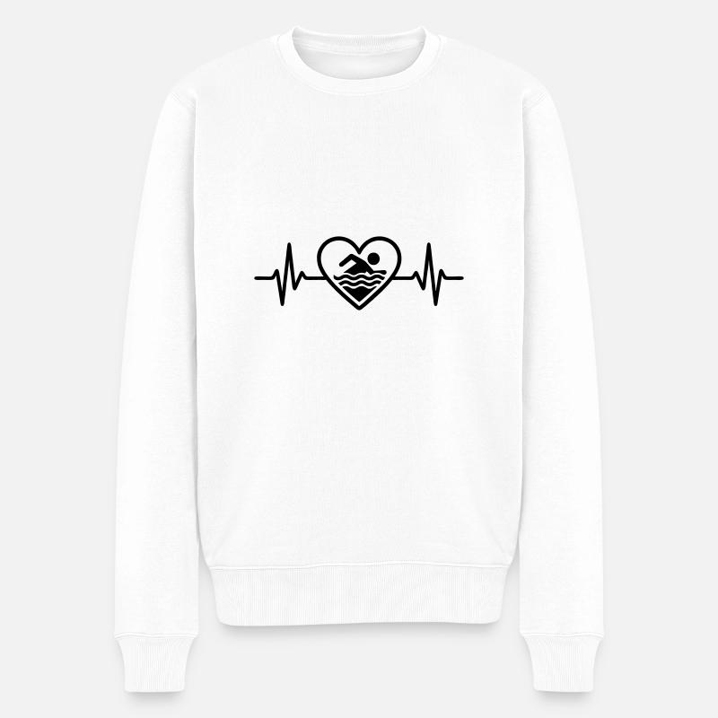 Cœur nageant dans l’eau - Pull Premium bio Homme - blanc