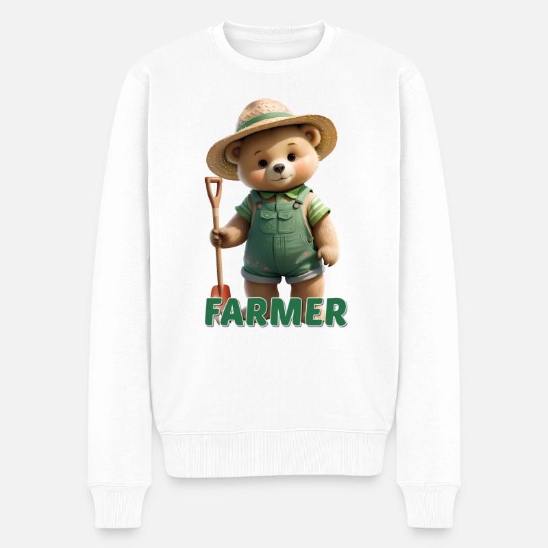 Garten Bär - Männer Premium Bio Pullover - Weiß