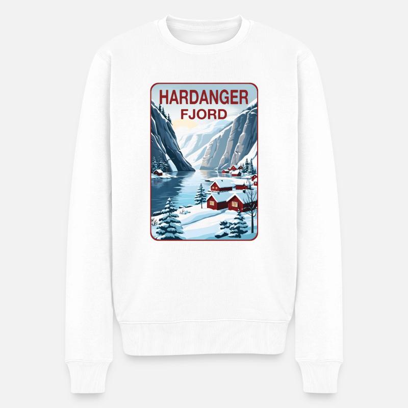 Hardanger Fjord - Männer Premium Bio Pullover - Weiß