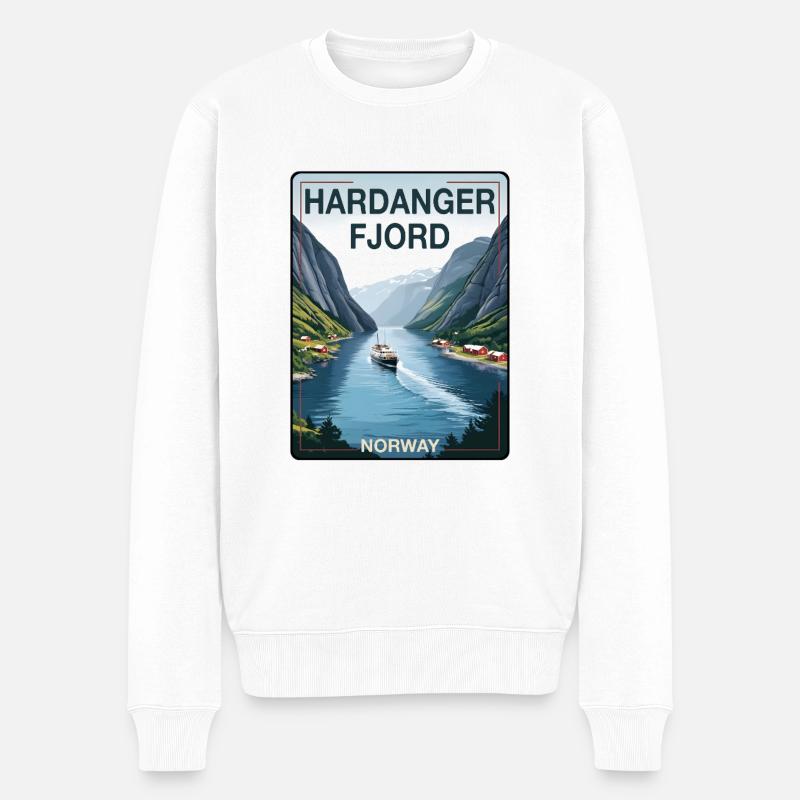 Hardanger Fjord Norwegen - Männer Premium Bio Pullover - Weiß