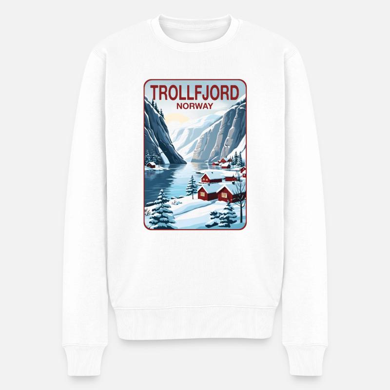 Trollfjord - Männer Premium Bio Pullover - Weiß