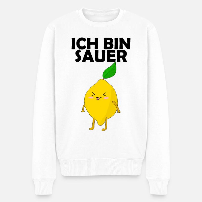 Zitrone ich bin sauer - Männer Premium Bio Pullover - Weiß