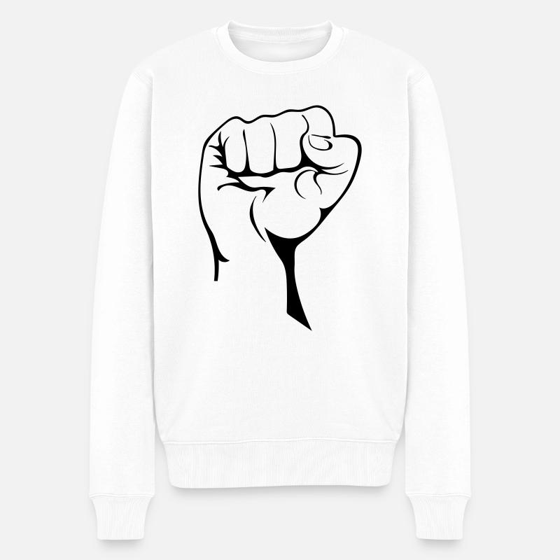 Geballte Faust - Männer Premium Bio Pullover - Weiß