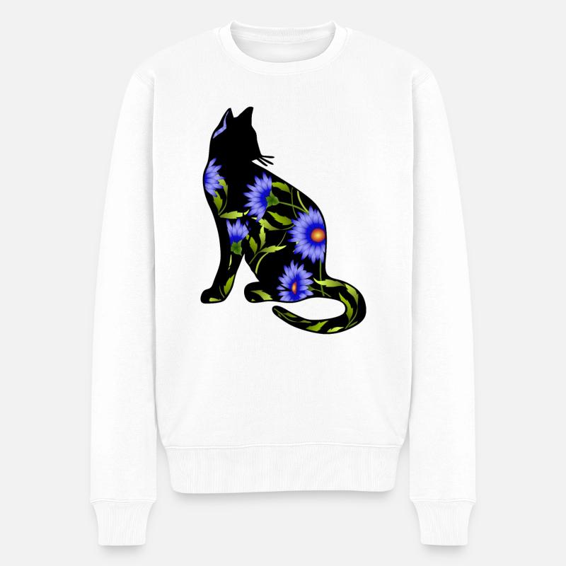 Katze - Männer Premium Bio Pullover - Weiß