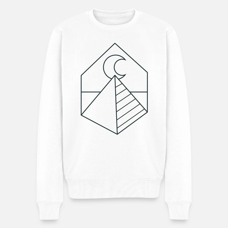 BOHO Pyramide auf dem Mond - Männer Premium Bio Pullover - Weiß