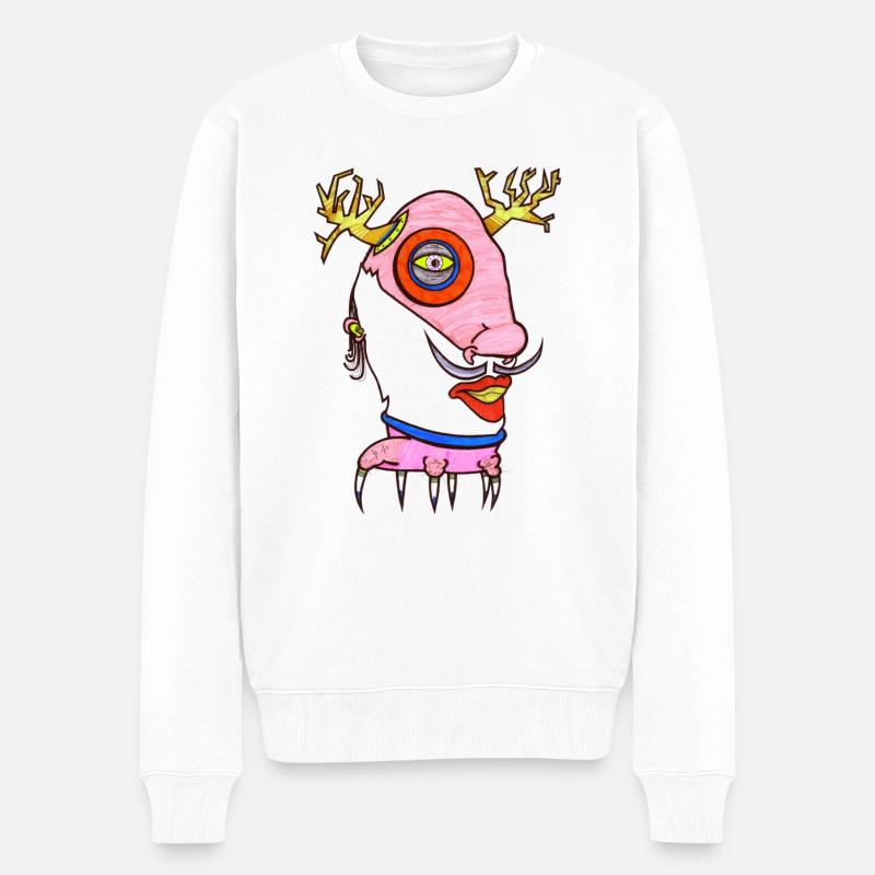 Elch Mann - Männer Premium Bio Pullover - Weiß