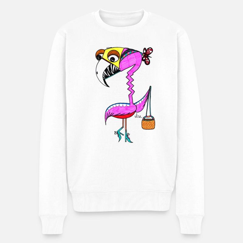 Flamingo - Männer Premium Bio Pullover - Weiß