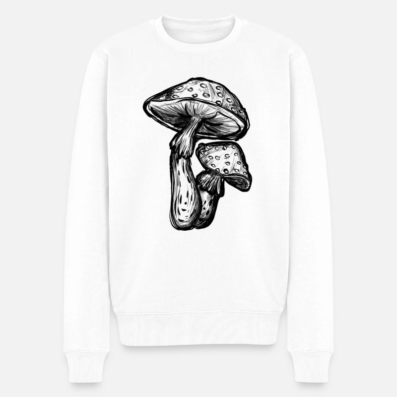 Toadstools Illustration - Men's Premium Organic Jumper - white