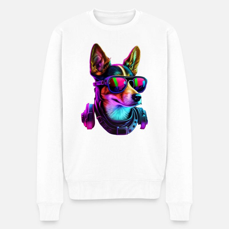 Basenji Chiens Basenjis - Pull Premium bio Homme - blanc