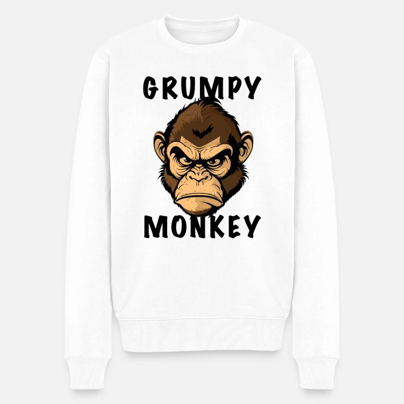 GRUMPY MONKEY - Männer Premium Bio Pullover - Weiß