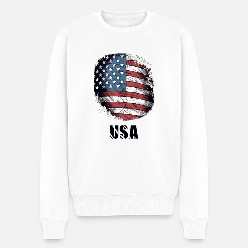 Drapeau USA - Pull Premium bio Homme - blanc