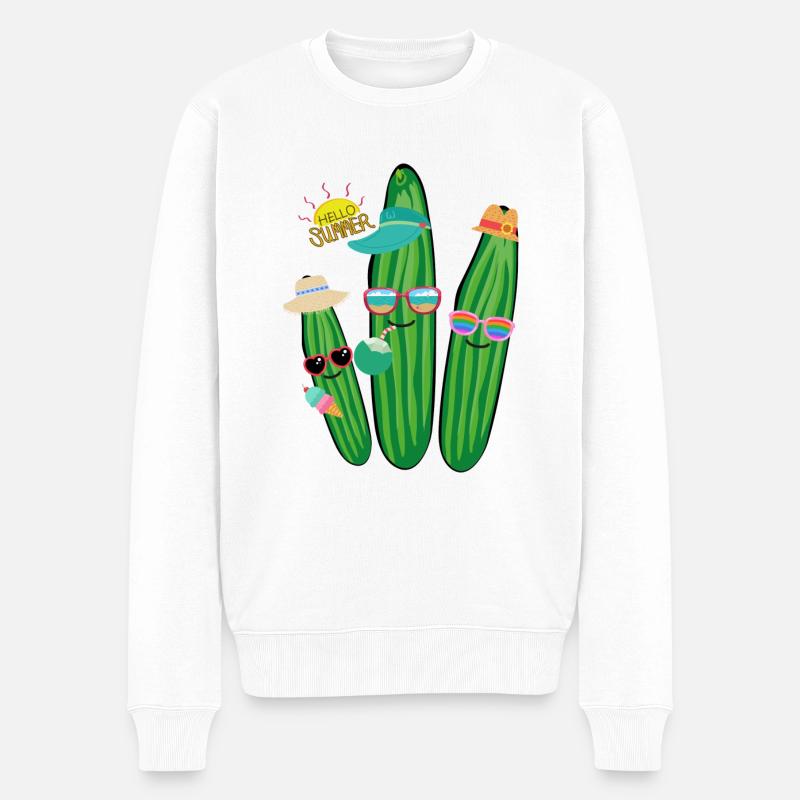 Urlaub,ferien, Gurken, Familie,Sommer - Männer Premium Bio Pullover - Weiß