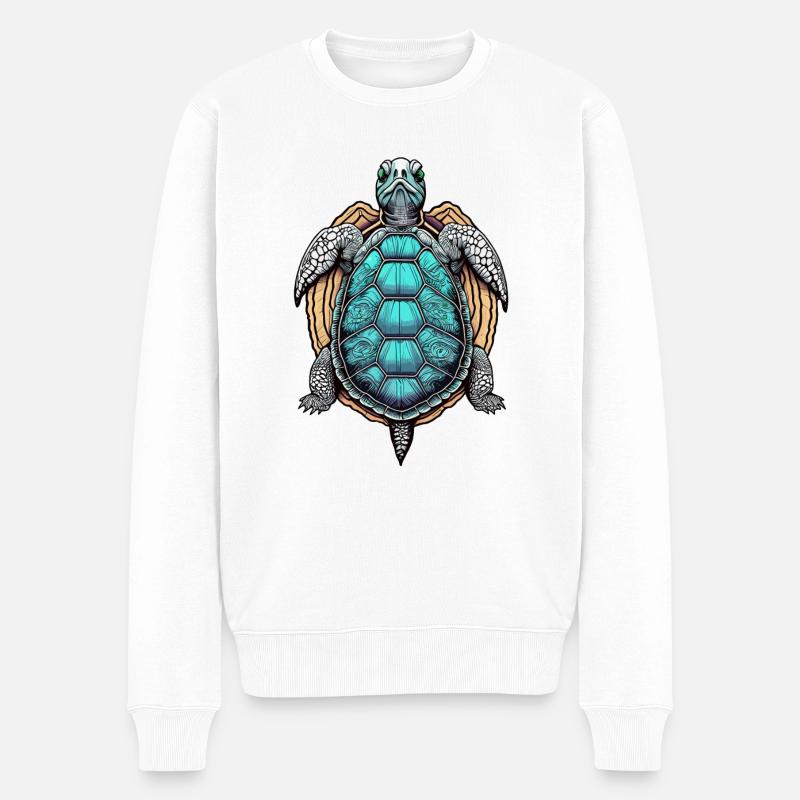Tortue psychédélique - Pull Premium bio Homme - blanc