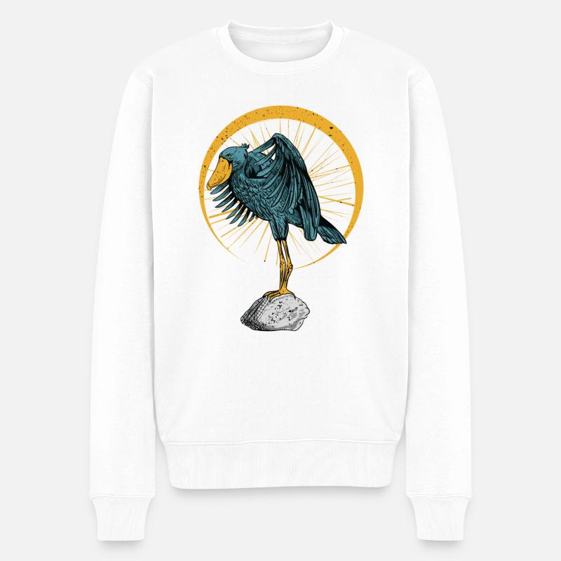 Schuhschnabel Vogel Ornithologe Wald I Geschenk - Männer Premium Bio Pullover - Weiß